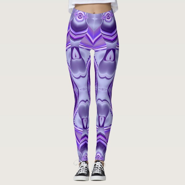 Legging Sonhos de Arco-Íris de Flor Roxo (Frente)