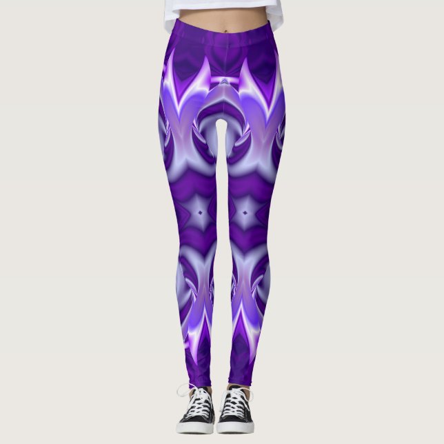 Legging Sonhos de Arco-Íris de Flor Roxo (Frente)