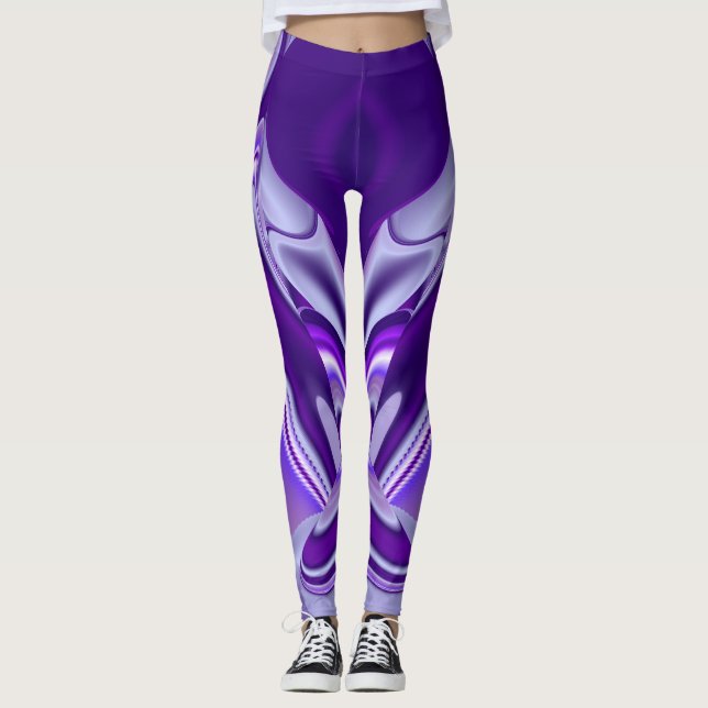 Legging Sonhos de Arco-Íris de Flor Roxo (Frente)