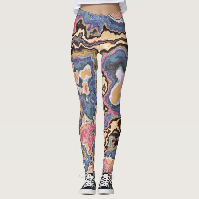 Legging Sonhos de Geodo de Mármore Pastel (Frente)