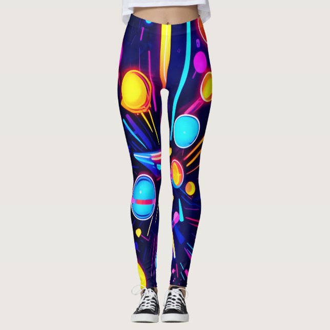 Legging Sonhos de Neon - Formas e Cores Psiquélicas (Frente)