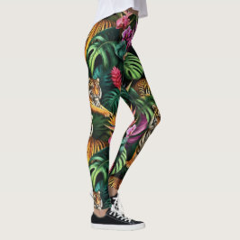 Legging Sonhos de Tigre na Selva Padrão de Superfície Cont