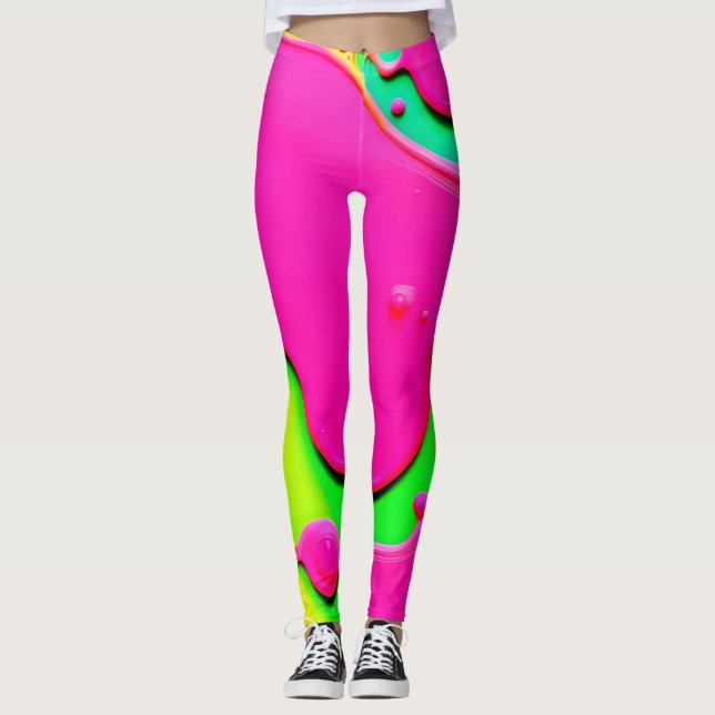 Legging Sonhos Líquidos Neon Abstrato (Frente)