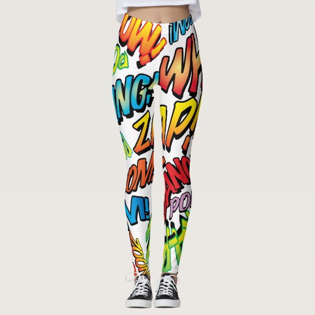 Legging Sons de Pop de arte divertidos de quadrinhos tipog (Frente)
