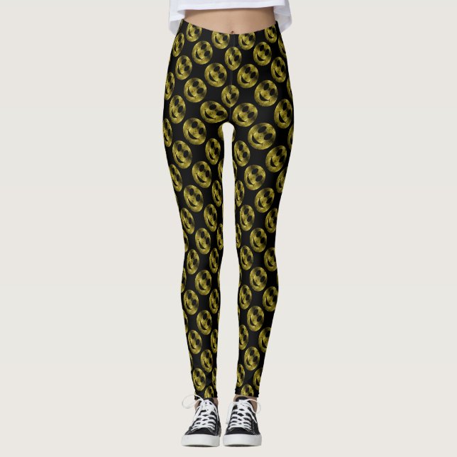 Legging Sorriso Sparkly Amarelo Dourado padrão de faíscas  (Frente)