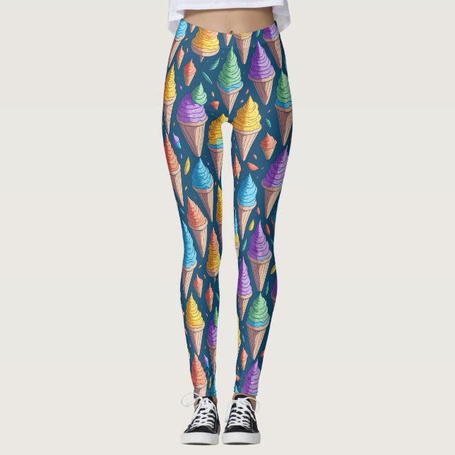 Legging Sorvete divertido Cone Sweet Dessert Patterno (Frente)
