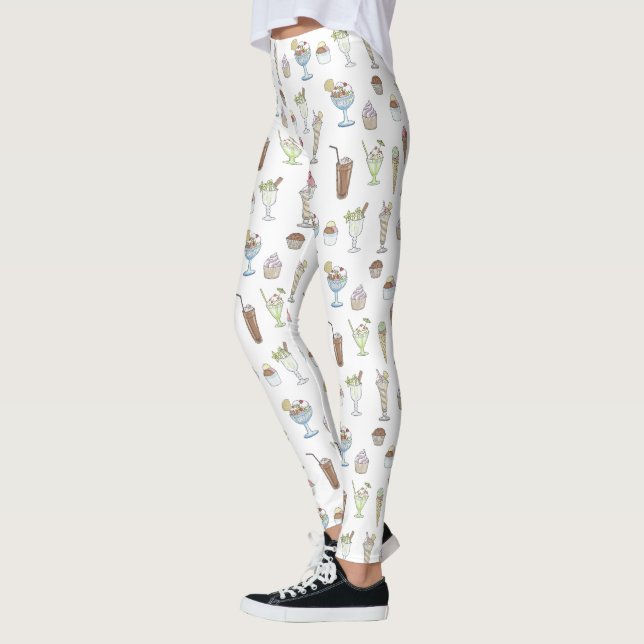 Legging Sorvete Sundae Padrão Branco (Esquerda)