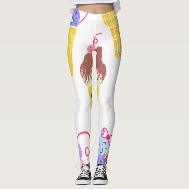 Legging Sorvetes Kawaii, um padrão bonito e perfeito. (Frente)