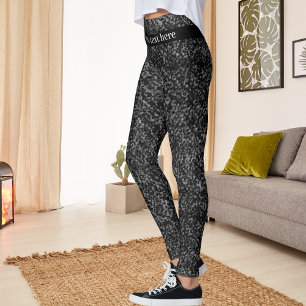 Legging Sparkle de brilho preto moderno, com nome personal
