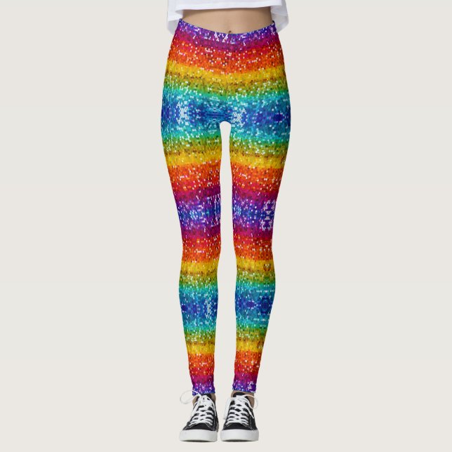 Legging Sparkle e Shine com brilho no arco-íris (Frente)