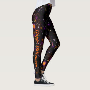 Legging Sparkle Star Sky Halloween Laranja e Roxo