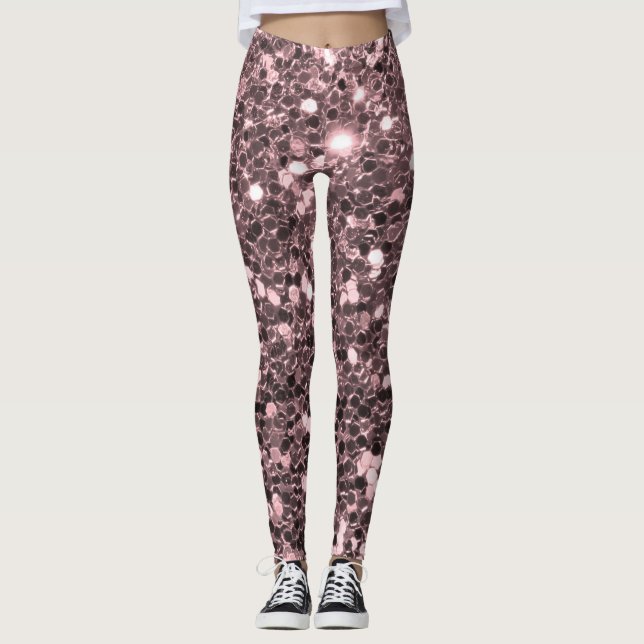 Legging Sparkles Dourados cor-de-rosa do brilho do falso (Frente)