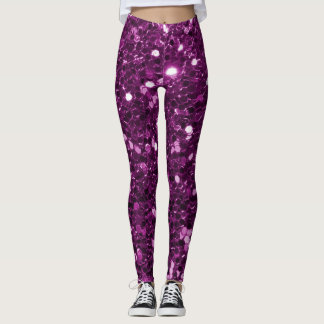 Legging Sparkles roxos do brilho do falso