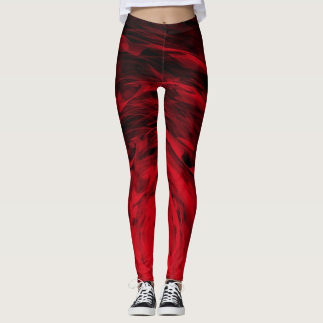 Legging Spiral3 vermelho orgânico - caneleiras (Frente)