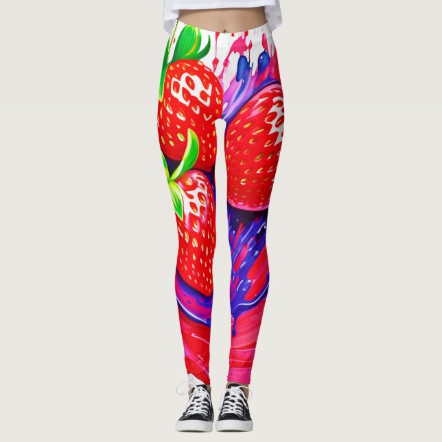 Legging Splash de Morango Vibrante (Frente)