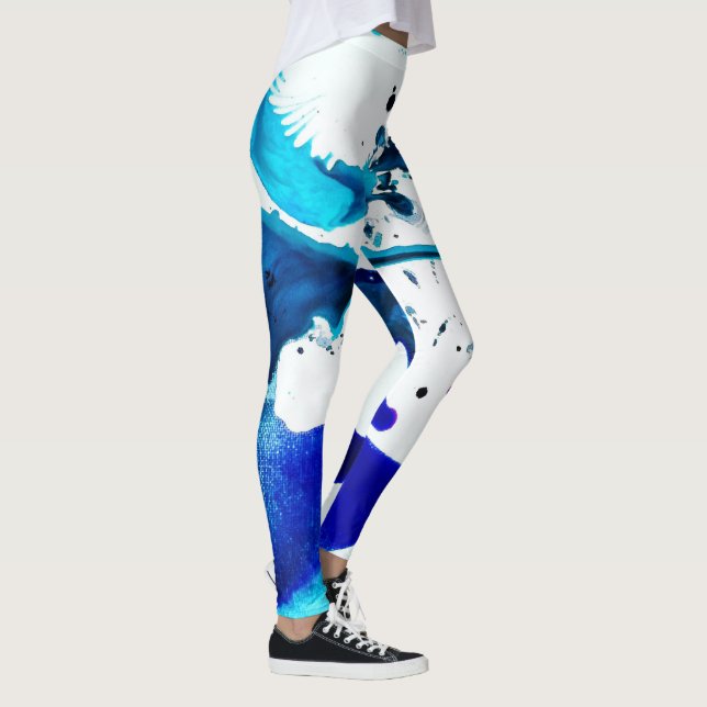 Legging Splatter da tinta azul em caneleiras (Direita)