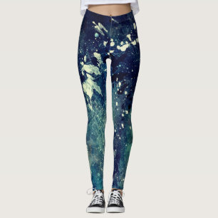 Legging Splatter de pintura Abstrato azul