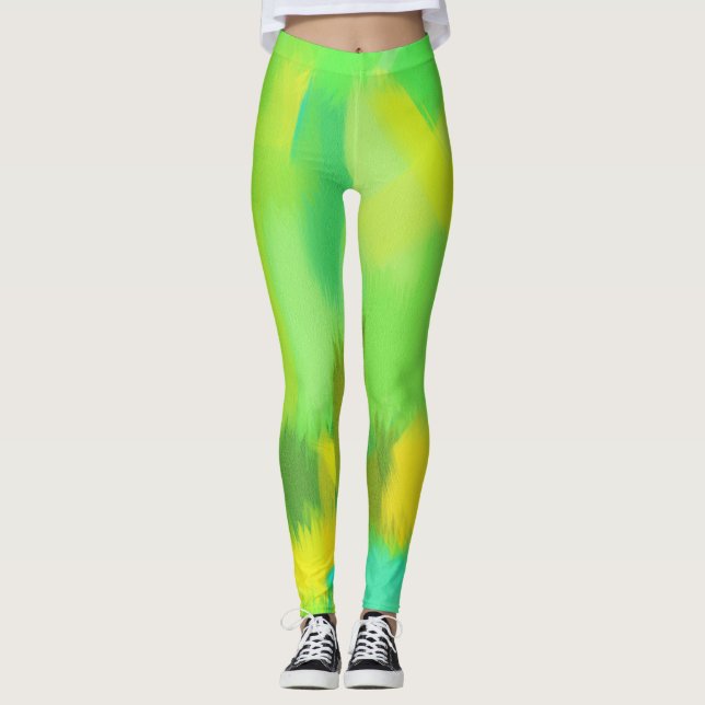 Legging Splatter de pintura amarela do limão (Frente)