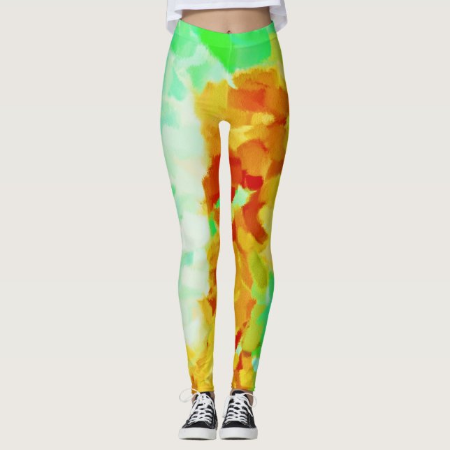 Legging Splatter de pintura amarela do limão (Frente)