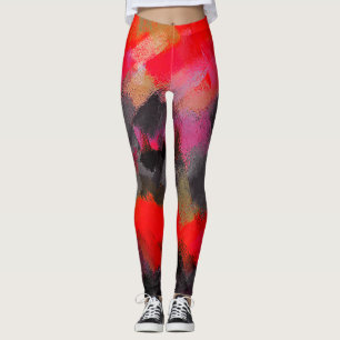 Legging Splatter de pintura rosa-preto vermelho
