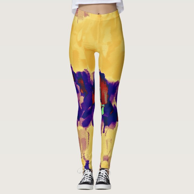 Legging Splatter de pintura roxa amarela (Frente)