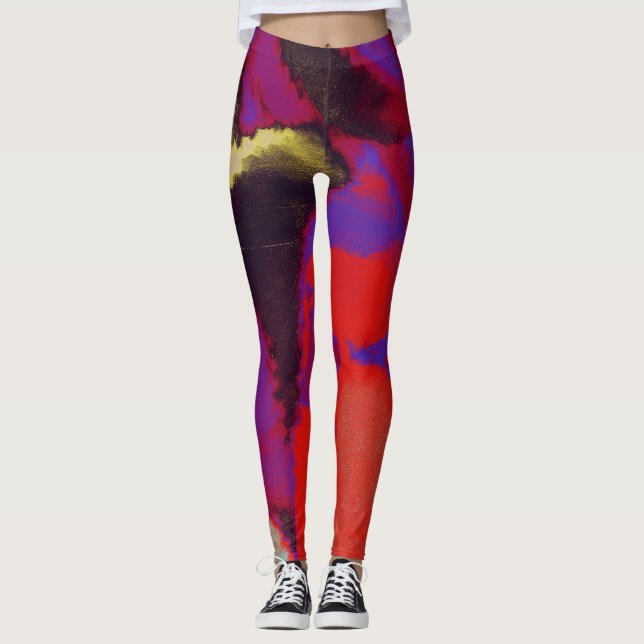 Legging Splatter de pintura roxa vermelha (Frente)