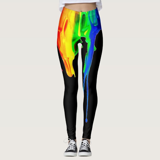 Legging Splatter do arco-íris (Frente)