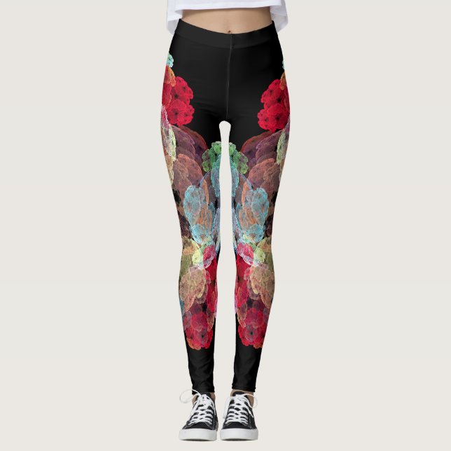 Legging Splatter multicores em fundo preto (Frente)
