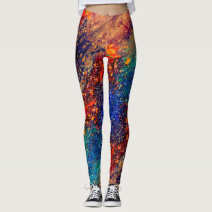 Legging Splatter Psicodélico   Abstrato de arco-íris col