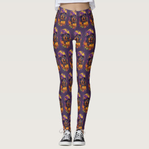 Legging Spookan Tibetan Mastiff Dog Halloween Witch Pumpki