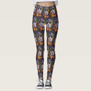 Legging Spooky Akita Halloween Witch e Pumpkin