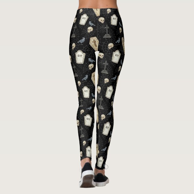 Legging Spooky Coffin e Raven Halloween (Verso)
