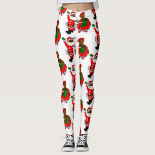 Legging Sra. preta claus caneleiras do papai noel