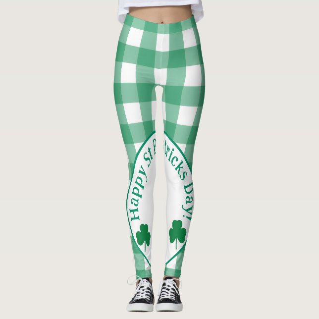 Legging St Patricks Day Irish Clover Green Check (Frente)