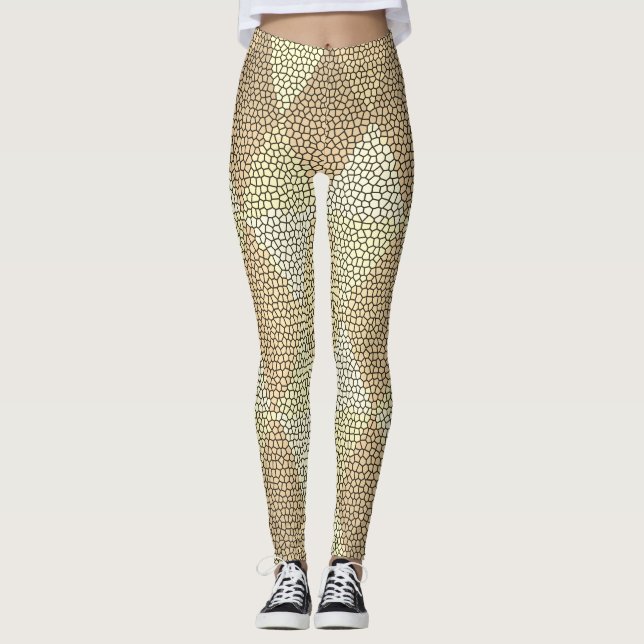 Legging Stained Glass Gold Diamond Pattern (Frente)