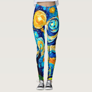 Legging Starry Surrealismo Inspirado Trabalho de arte