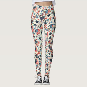Legging Stars e Stripes Patrióticos dos EUA