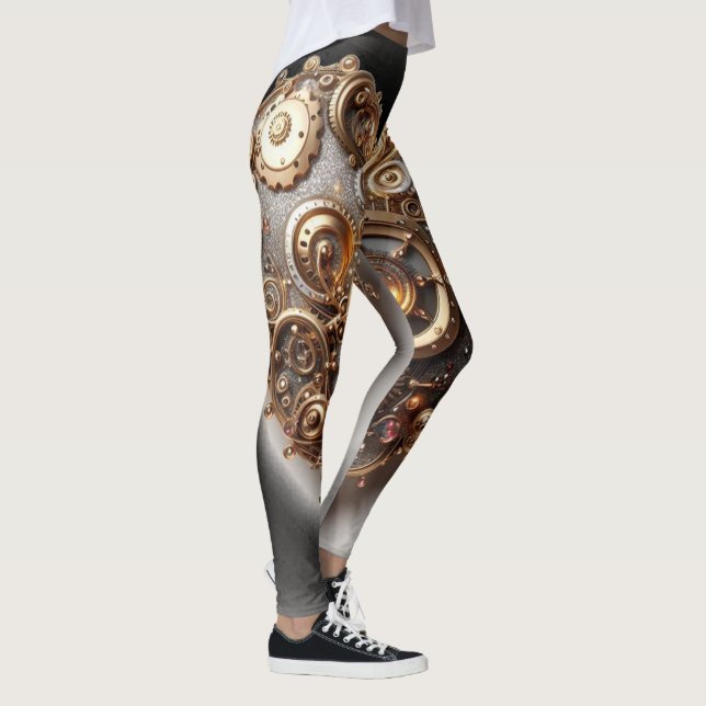 Legging Steampunk Elegant Clockwork Gear Heart (Direita)