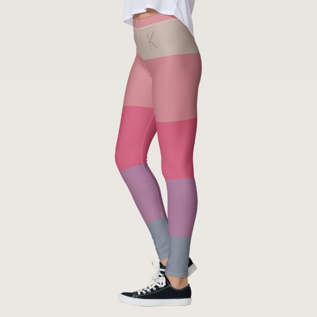 Legging Stripes, 5 Cinzas, bege rosado roxo, Monograma (Esquerda)