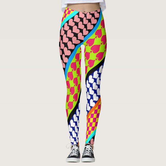Legging Stripes Corações Ouros Boho Mistura Design (Frente)