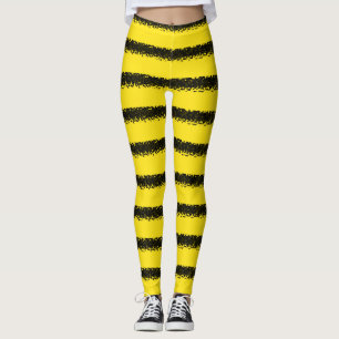 Legging Stripes de inspiração de abelhas Pretas, Amarela