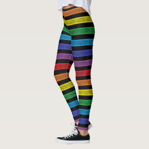 Legging Stripes definidas Arco-Íris Preto