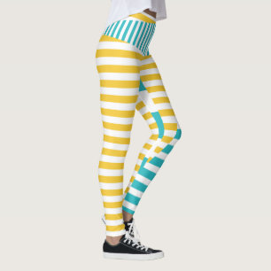 Legging Stripes em Stripes - Turquesa e Amarelo