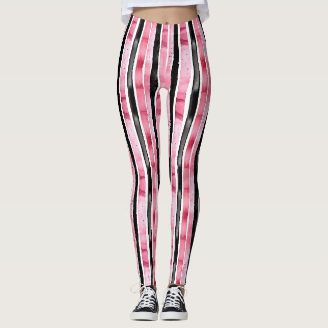 Legging Stripes Negras Brancas Girassas (Frente)