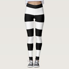 Legging Stripes Negras e Brancas, Padrões Strike, Linhas
