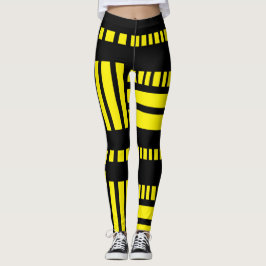 Legging Stripes.Preto Branco 01 B Amarelo BG