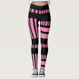 Legging Stripes.Preto Branco 01 Rosa BG