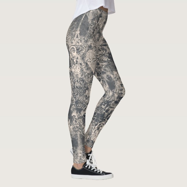 Legging Stylish Black Paris Toile Design (Direita)