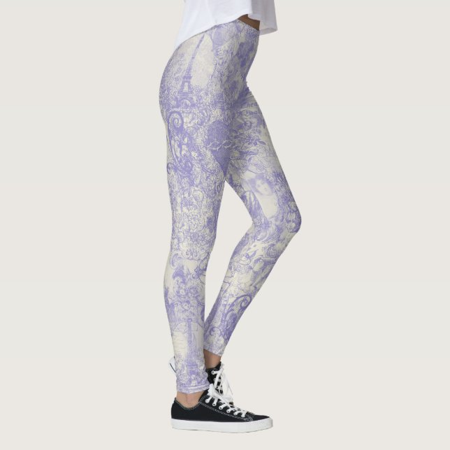 Legging Stylish Blue Paris Toile Design (Direita)