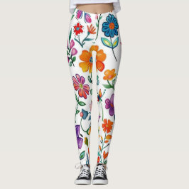 Legging stylish colorful flowers pattern
